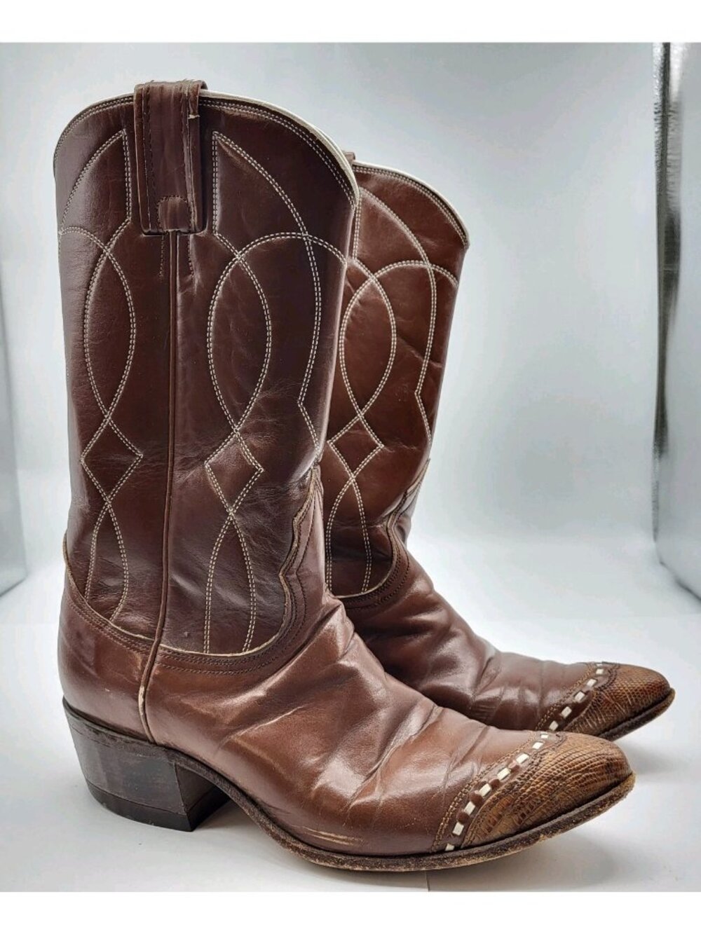 Vintage Nocona Cowboy boots Women's 6.5 C Snake Point toe Rodeo Western